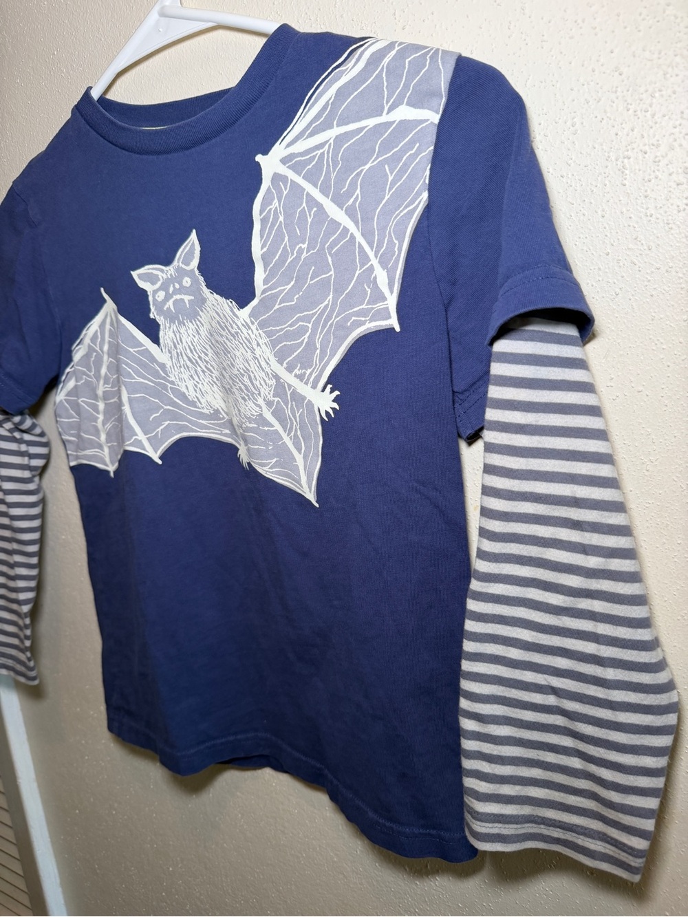 Mini Boden layered bat tshirt. long sleeve layered- Halloween/spooky season